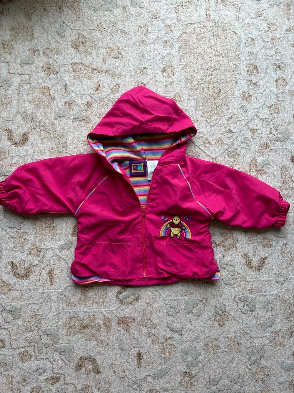 Vintage 90s Disney Pooh 100 Acres Collection Embroidered Rainbow Infant Jacket